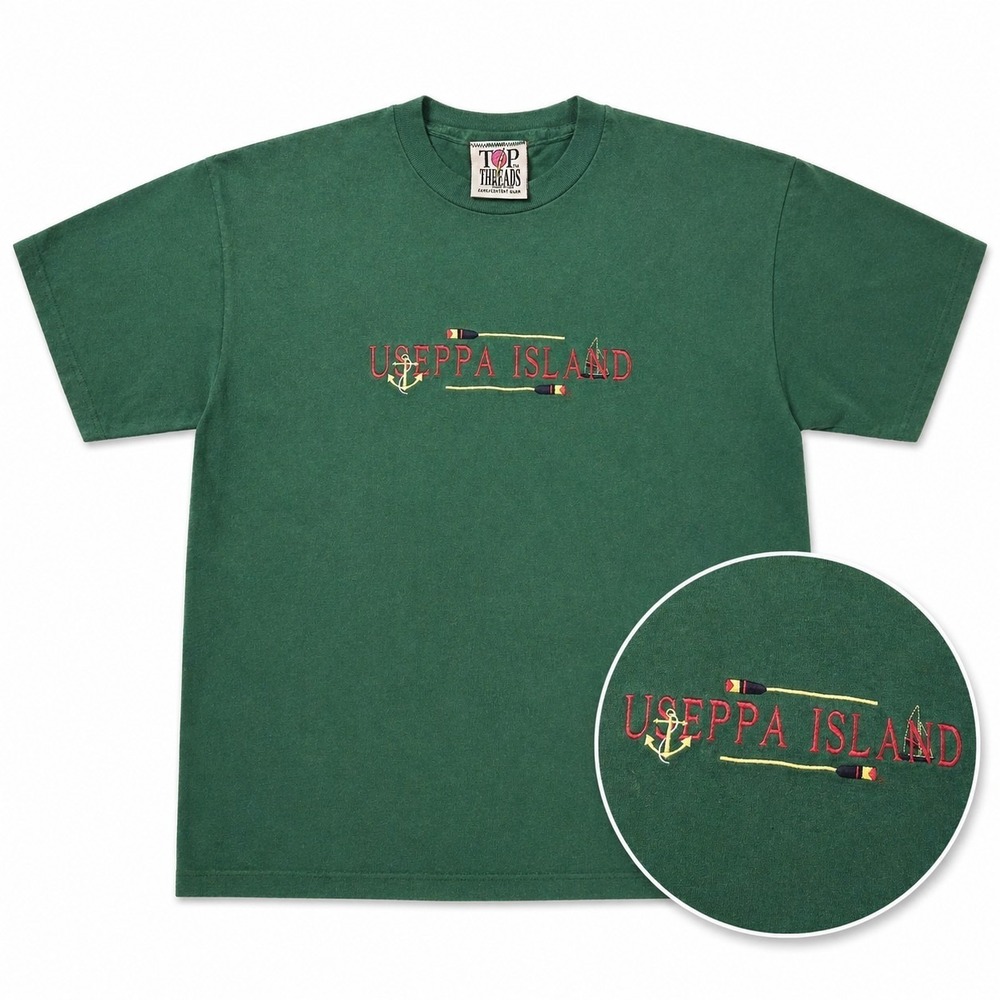 Vintage Useppa Island T-Shirt Men's XL Green Top Threads Single Stitch USA Made